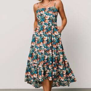 NWT Baltic Born Shari Tank Maxi Dress in Deep Blue Multi-Color Floral Size Large